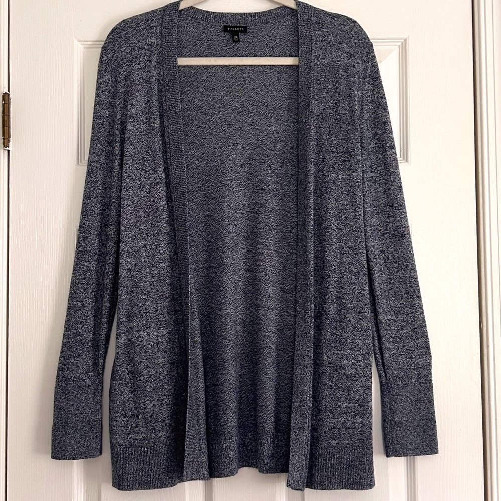 Talbots Heather Blue Long Sleeve Shawl Open Front Cardigan, Size XS